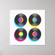 CMYK Pop Art Vinyl Platten 80er Stil helle Farben