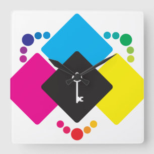 CMYK QUADRATISCHE WANDUHR