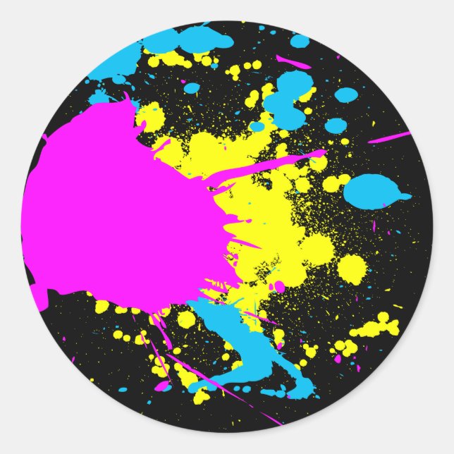 CMYK Splash Runder Aufkleber (Vorderseite)