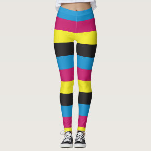 CMYK-Streifen Hintergrundmuster Grafikfarbe Cyan Leggings