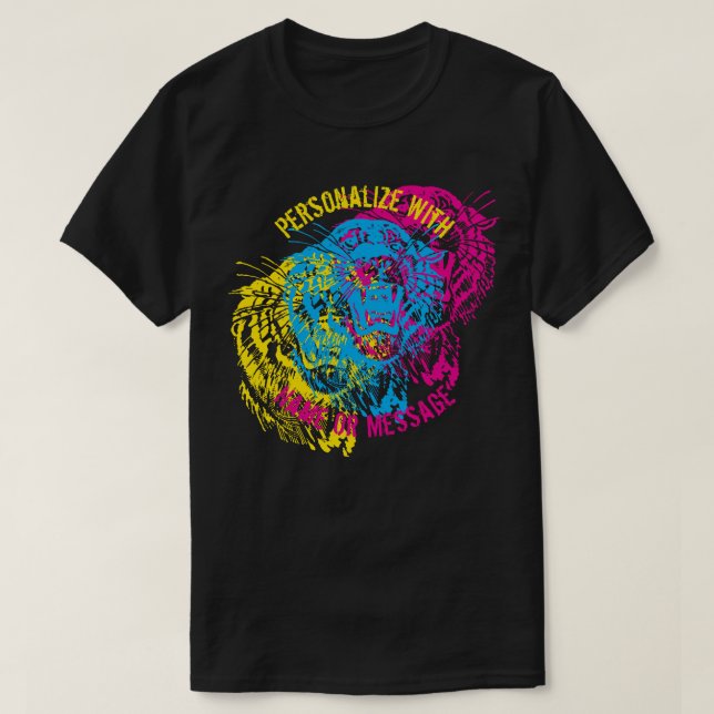 CMYK Tiger Retro T-Shirt (Design vorne)