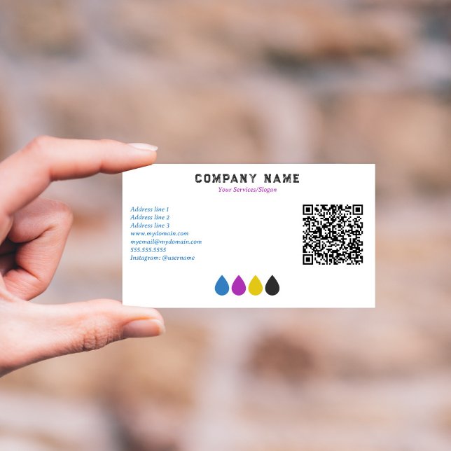 CMYK-Tinte für Druckdienste - Geschäftskarte wird  Visitenkarte (Printing Services CMYK Ink Drops Business Card)