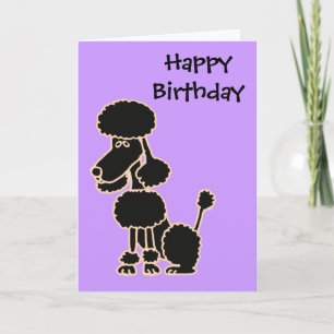 CN - Phantastischer Black Poodle Sitting Cartoon Karte