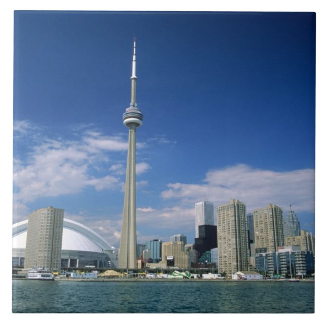 CN Tower und Skydome in Toronto, Ontario, Fliese (Vorderseite)