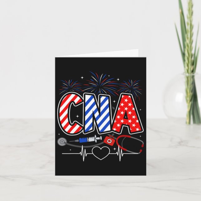 Cna 4. Juli American Flag Patriotic Usa Stetho Karte (Vorderseite)