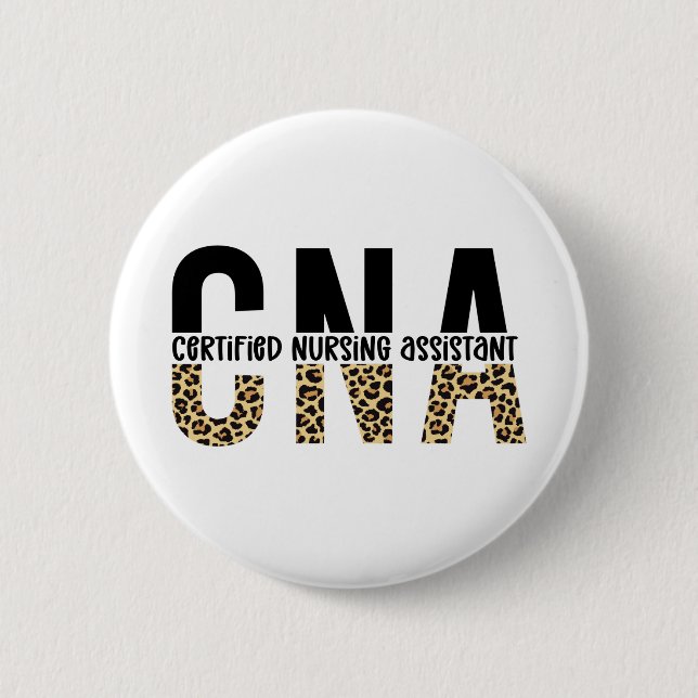 CNA Certified Nursing Assistant Cheetah Print Button (Vorderseite)