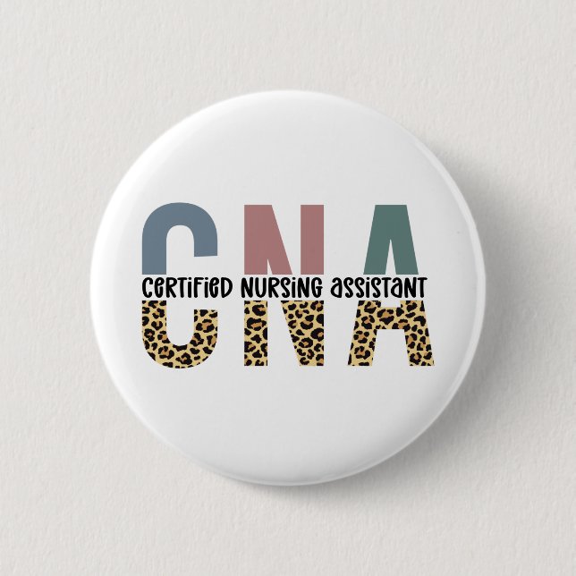 CNA Certified Nursing Assistant Cheetah Print Button (Vorderseite)