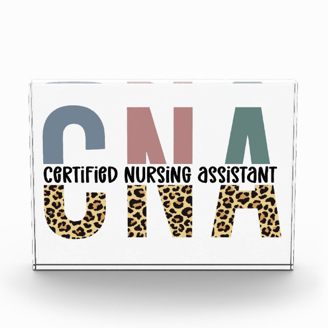 CNA Certified Nursing Assistant Cheetah Print Fotoblock (Vorderseite)
