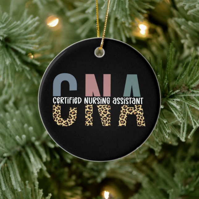 CNA Certified Nursing Assistant Cheetah Print Keramik Ornament (Baum)