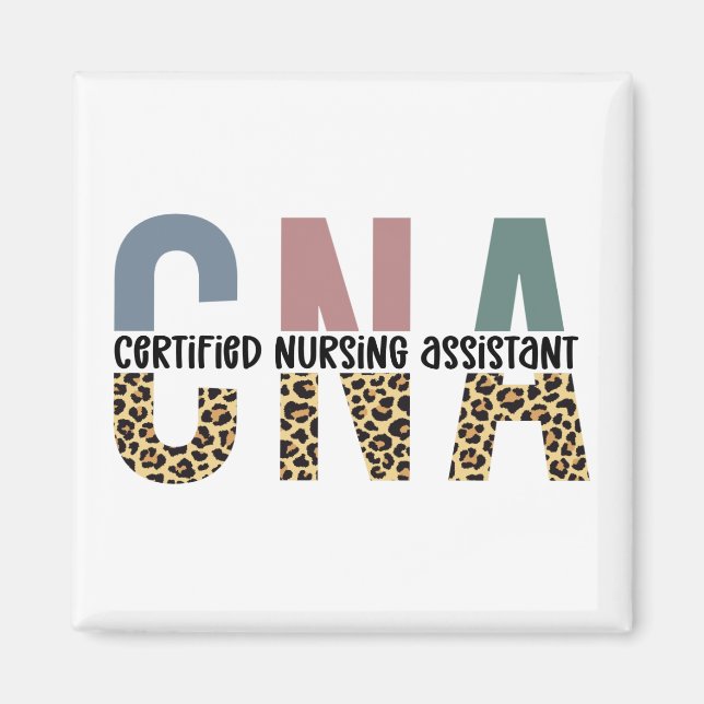 CNA Certified Nursing Assistant Cheetah Print Magnet (Vorne)