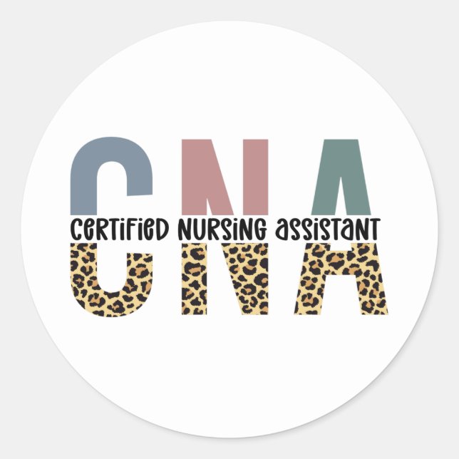 CNA Certified Nursing Assistant Cheetah Print Runder Aufkleber (Vorderseite)