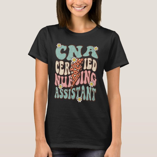 CNA Certified Nursing Assistant Retro Groovy Nursi T-Shirt (Vorderseite)