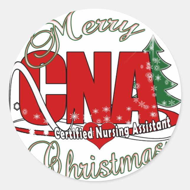 CNA CHRISTMAS zertifizierter Krankenpflegeassisten Runder Aufkleber (Vorderseite)
