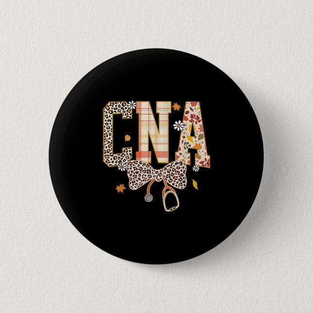 Cna Fall Kariert Leopard Bow Stethoscope Button (Vorderseite)