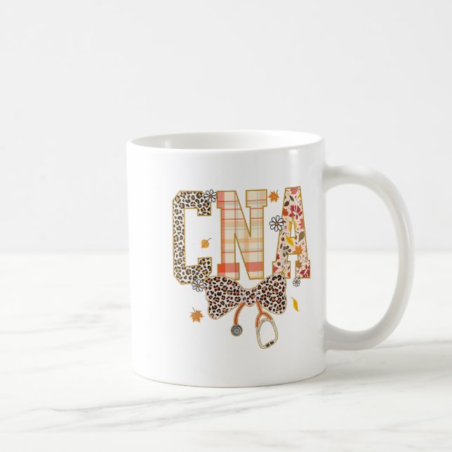 Cna Fall Kariert Leopard Bow Stethoscope Kaffeetasse (Rechts)