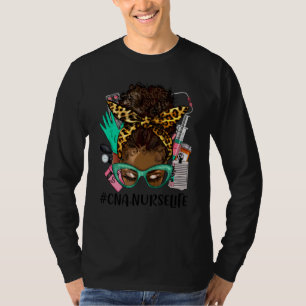 CNA-Krankenpfleger-Lebens-Leopard-Bun-Haar-Frau-Ou T-Shirt