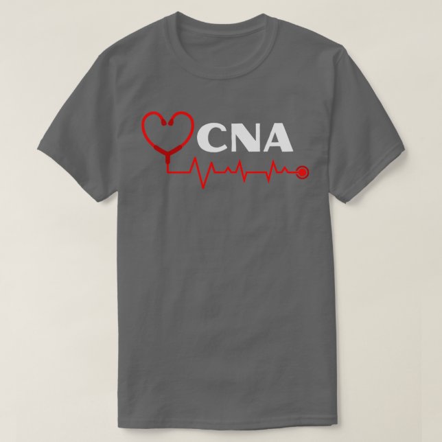 CNA-Krankenpfleger mit Stethoskop-Herzschlag T-Shirt (Design vorne)