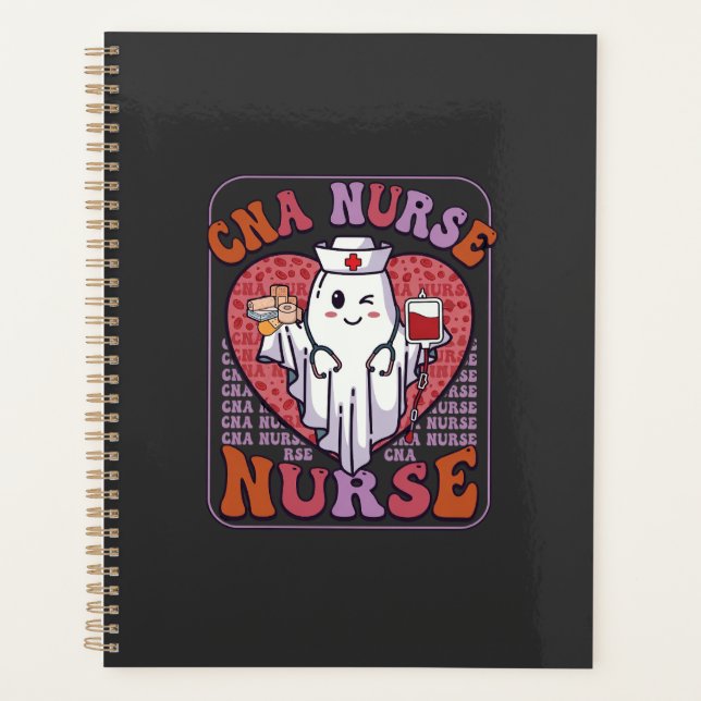 Cna-Krankenschwester Halloween-Geist Stethoskop Bl Planer (Vorderseite)