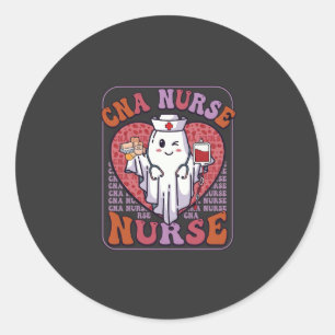 Cna-Krankenschwester Halloween-Geist Stethoskop Bl Runder Aufkleber