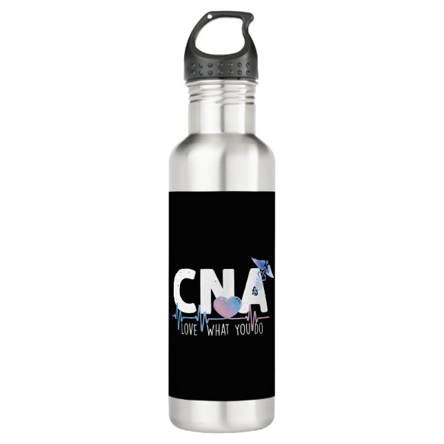 CNA-Liebe - Was Sie tun Herzschlag zertifizierte K Edelstahlflasche (Vorderseite)