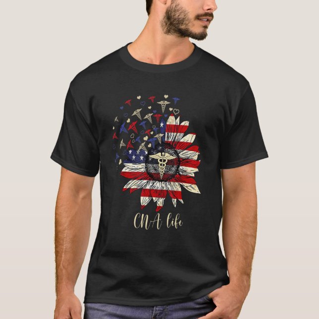 Cna Life Nurse Crew Sunflower Ameri T-Shirt (Vorderseite)