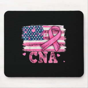 Cna Nurse American Flag Pink Ribbon Brustkrebs Mousepad