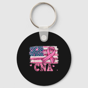 Cna Nurse American Flag Pink Ribbon Brustkrebs Schlüsselanhänger