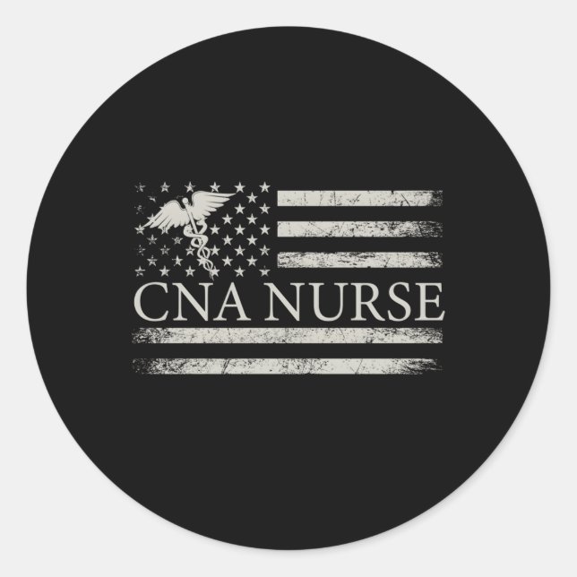 Cna Nurse American Flag USA Krankenpflegerin Runder Aufkleber (Vorderseite)