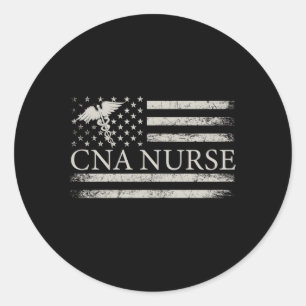 Cna Nurse American Flag USA Krankenpflegerin Runder Aufkleber