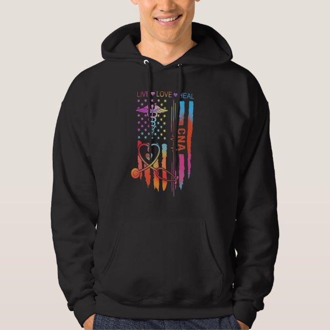 CNA Nurse Appreciation Week Gift USA Flag 4th of J Hoodie (Vorderseite)