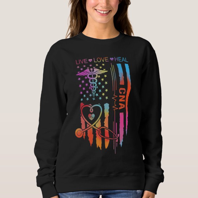 CNA Nurse Appreciation Week Gift USA Flag 4th of J Sweatshirt (Vorderseite)