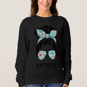 Cna Nurse Mama Life Messy Hair Bun Gesundheit Sweatshirt