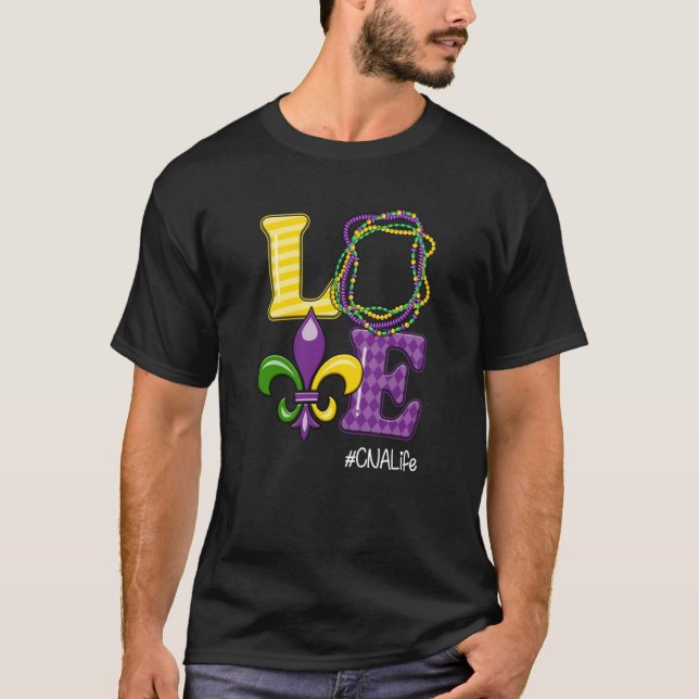 CNA Nurse Mardi Gras Leopard Festival Party T-Shirt (Vorderseite)