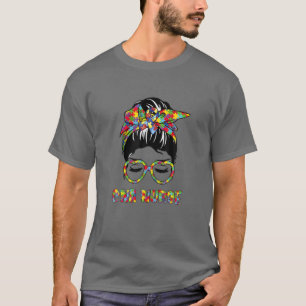 CNA Nurse Messy Bun Autism Mama Liebe Herz Stethos T-Shirt