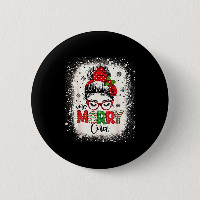 Cna Nurse Messy Bun Nurse's Aid Christmas  Button (Vorderseite)