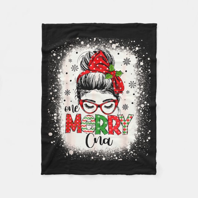 Cna Nurse Messy Bun Nurse's Aid Christmas  Fleecedecke (Vorderseite)
