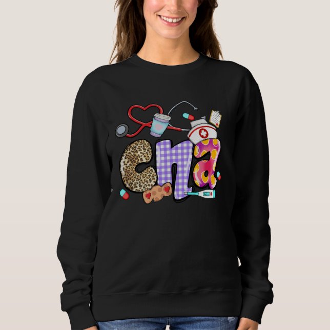 CNA Stethoscope Leopard  CNA Life Sweatshirt (Vorderseite)