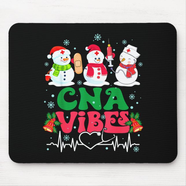 Cna Vibes Nurse Snowman Stethoscope Santa Funny Ch Mousepad (Vorne)