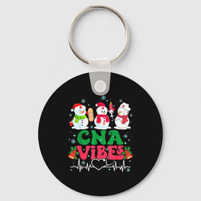 Cna Vibes Nurse Snowman Stethoscope Santa Funny Ch Schlüsselanhänger (Vorderseite)