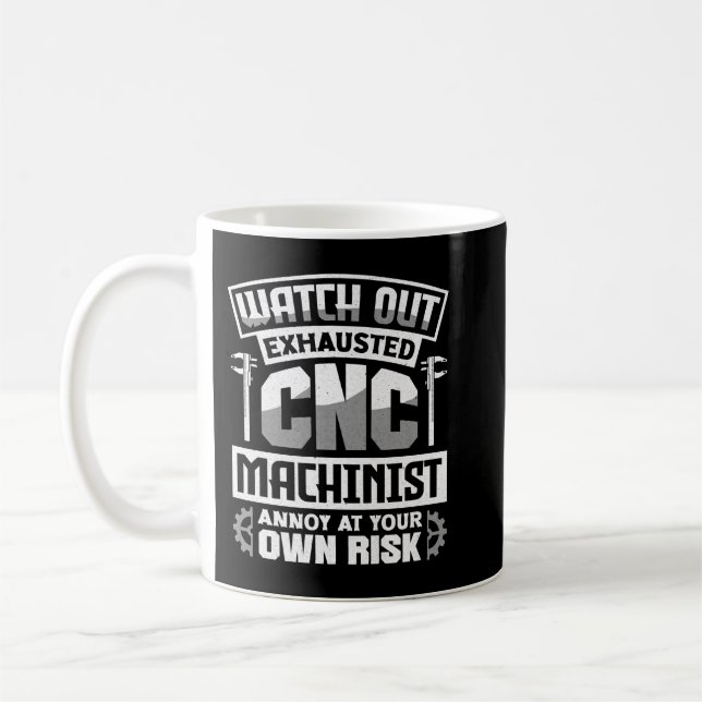 CNC-Maschinen-Metallbearbeitungsmaschine überwache Kaffeetasse (Links)