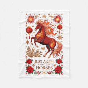 Cny 2026 Jahr des Pferdes Mond Leben Zodiak Reiten Fleecedecke