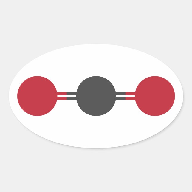 CO2 Molekulare Struktur Ovaler Aufkleber (Vorderseite)
