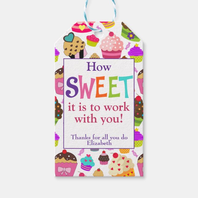 Co-Arbeiter Colleague Sweet Cupcake Geschenkanhänger (Vorderseite)