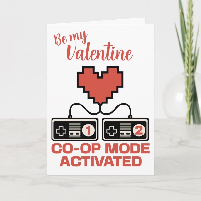 Co-Op-Modus Videospiel Valentinstag  Feiertagskarte (Vorderseite)