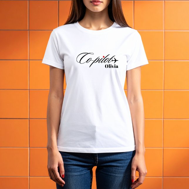 Co-Pilot Airplane Couple Matching Simple Custom T-Shirt (Von Creator hochgeladen)