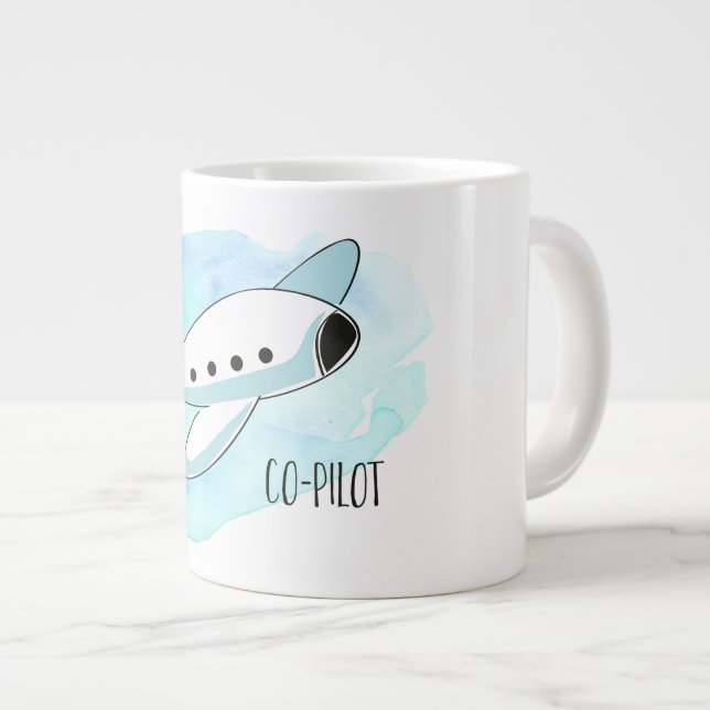 Co-Pilot mit Flugzeug Jumbo-Tasse (Vorderseite Rechts)