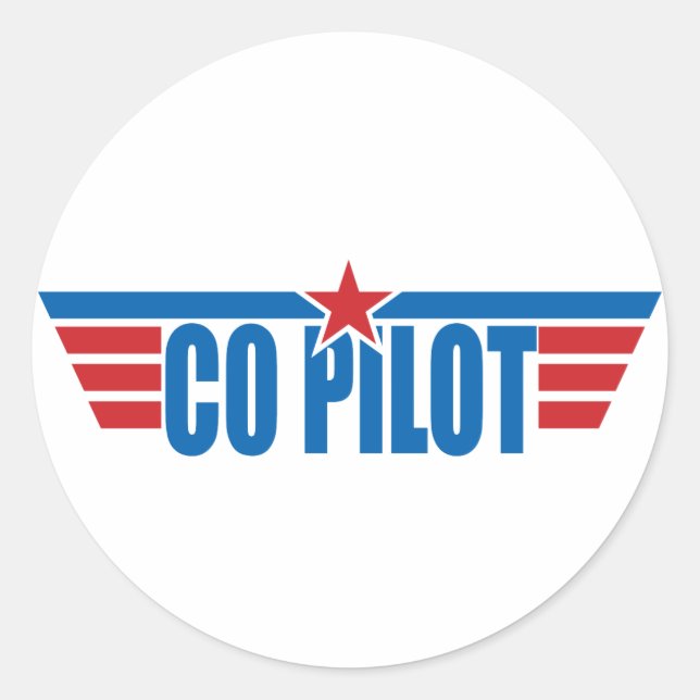 Co-Pilot Wings Abzeichen - Luftfahrt Runder Aufkleber (Vorderseite)