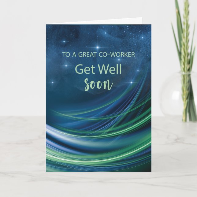 Co-Worker Get Well Business Navy und Green Curved Karte (Vorderseite)
