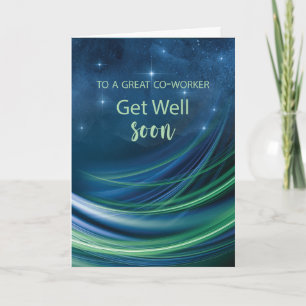 Co-Worker Get Well Business Navy und Green Curved Karte