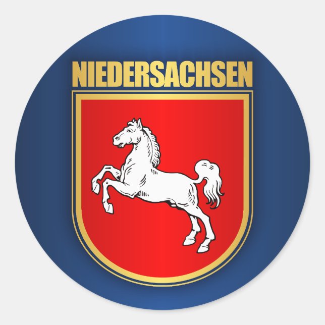 COA Niedersachsen (Niedersachsen) Runder Aufkleber (Vorderseite)